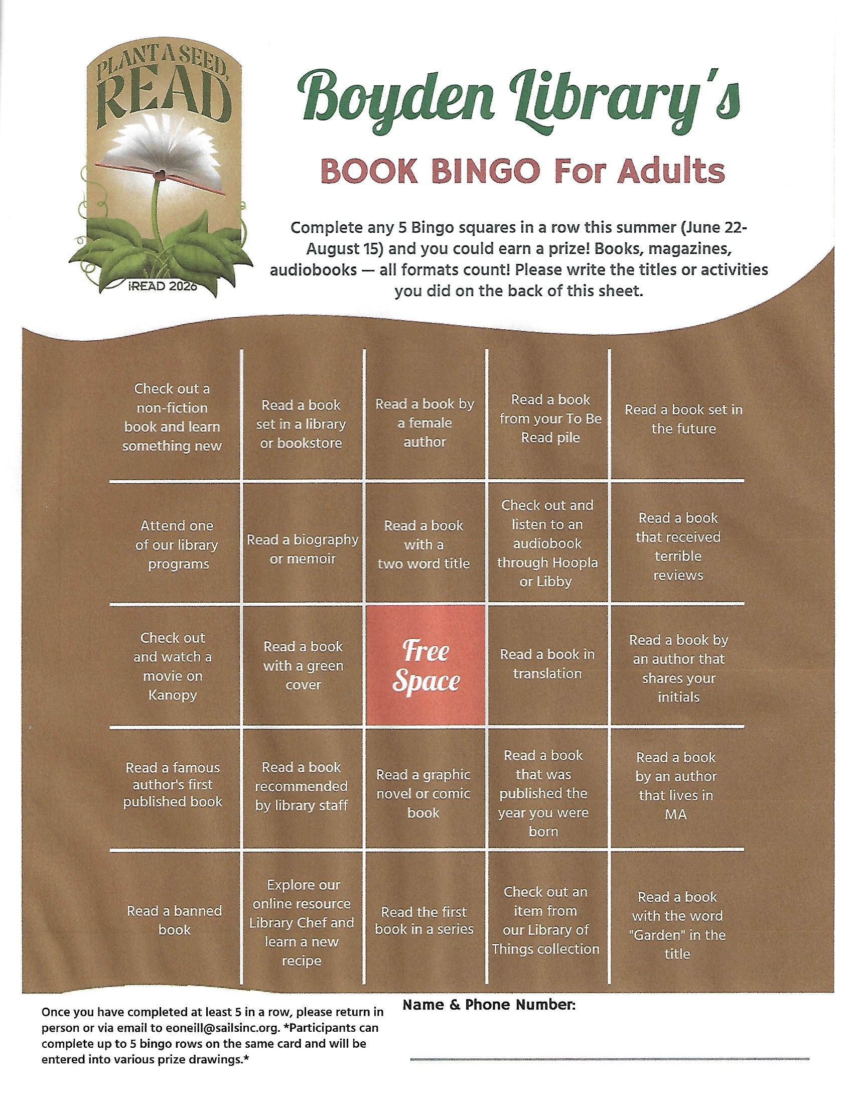 book bingo card