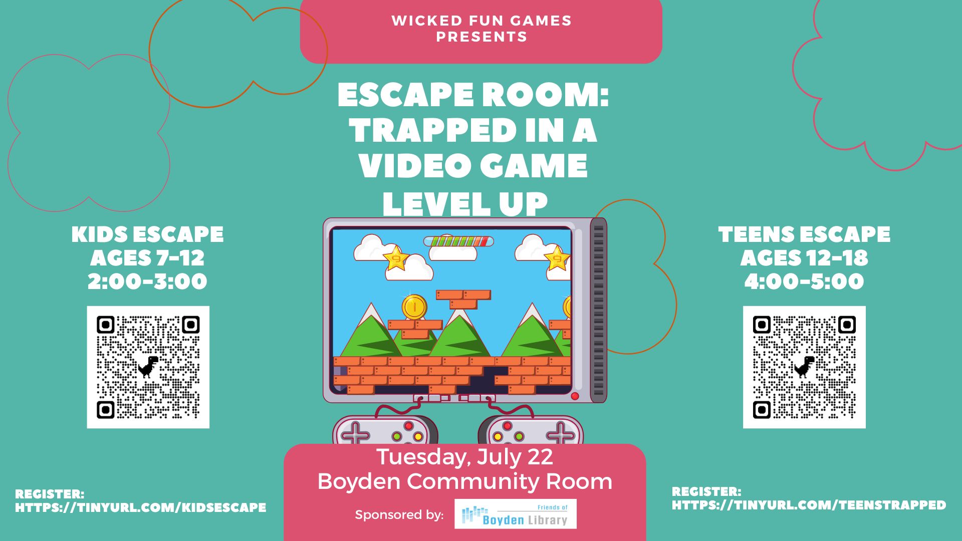 Teen Escape Room: Trapped in a Video Game (ages 12-18)