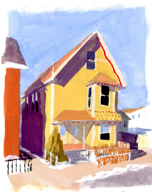 painting of a house