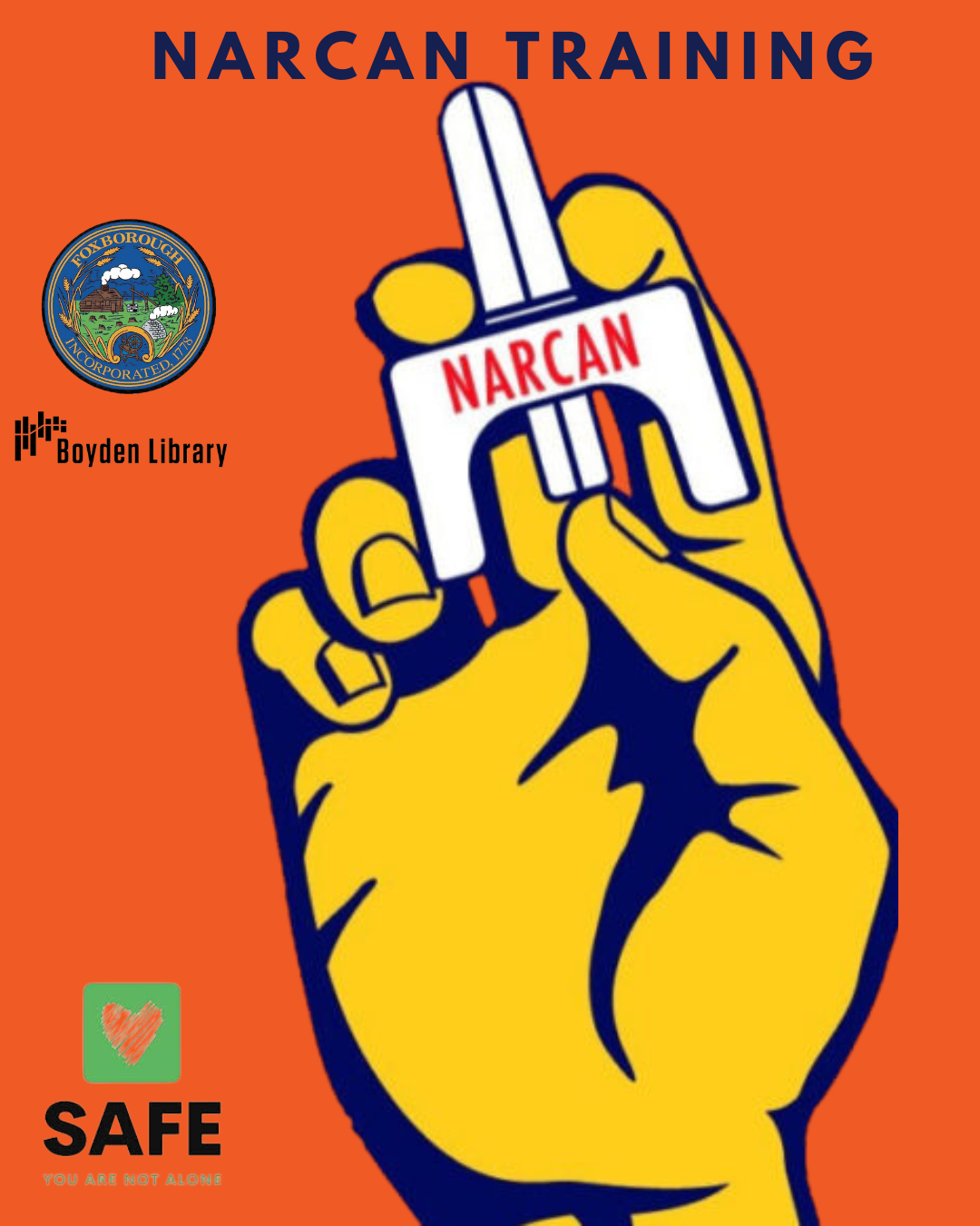 Clipart image of a hand holding narcan nasal spray