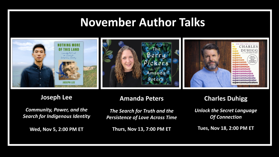 November Virtual Author Talks flyer