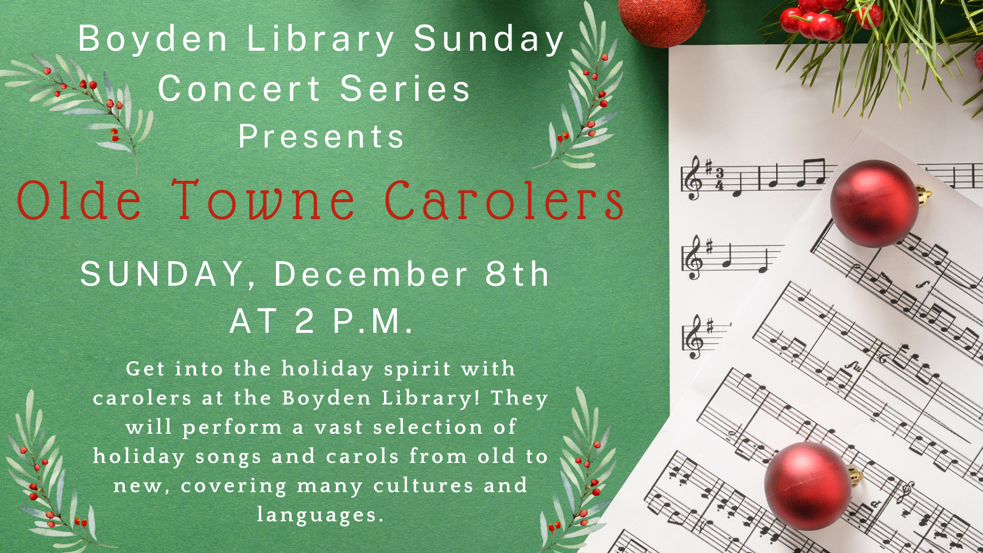 Sunday Concert Series presents - Olde Towne Carolers