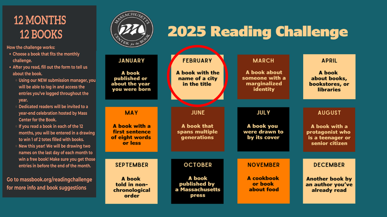 Massachusetts Center for the Book February 2025 Reading Challenge 