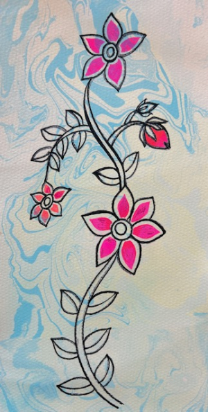 Suminagashi flower print