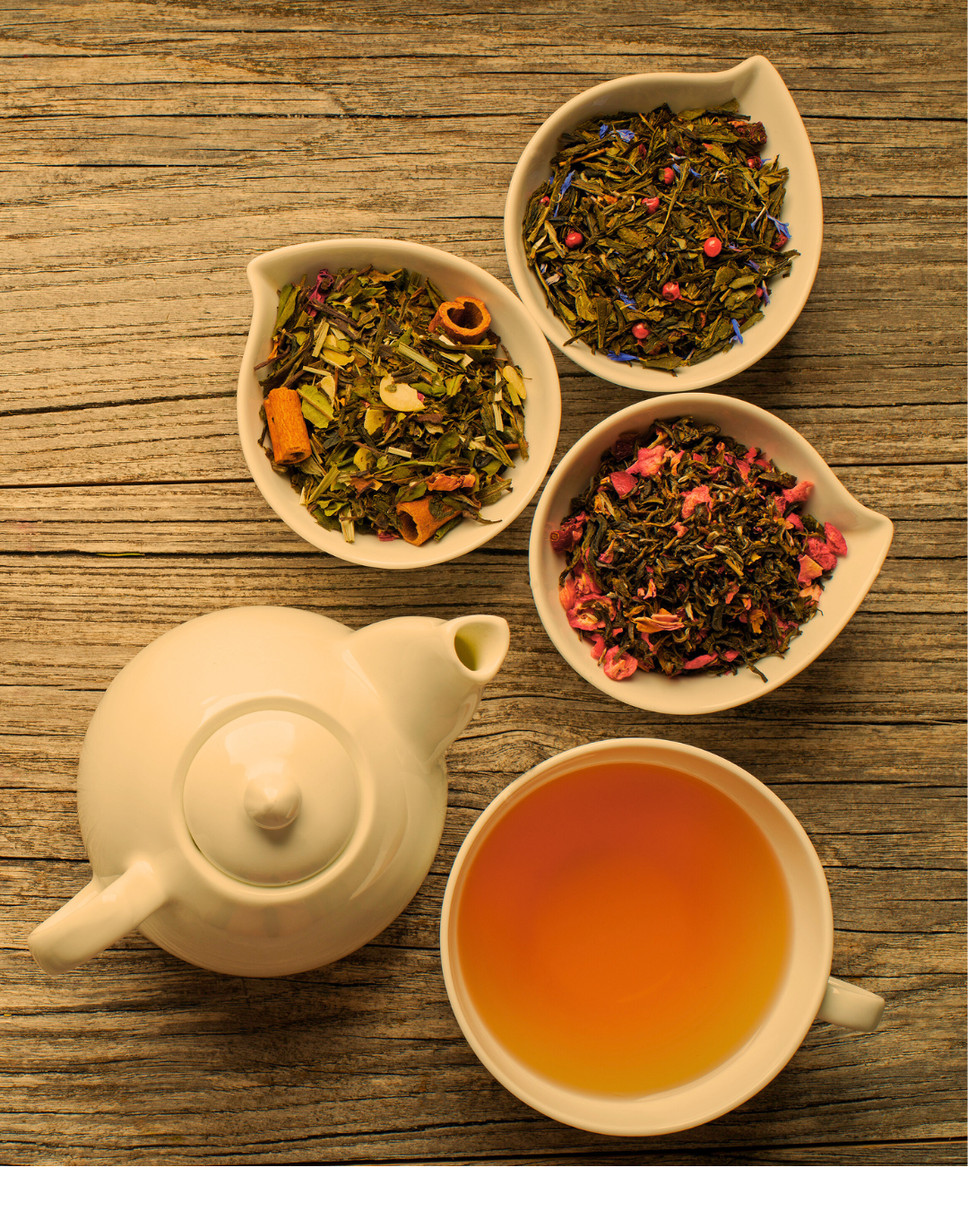 tea pot cup and tea leaves