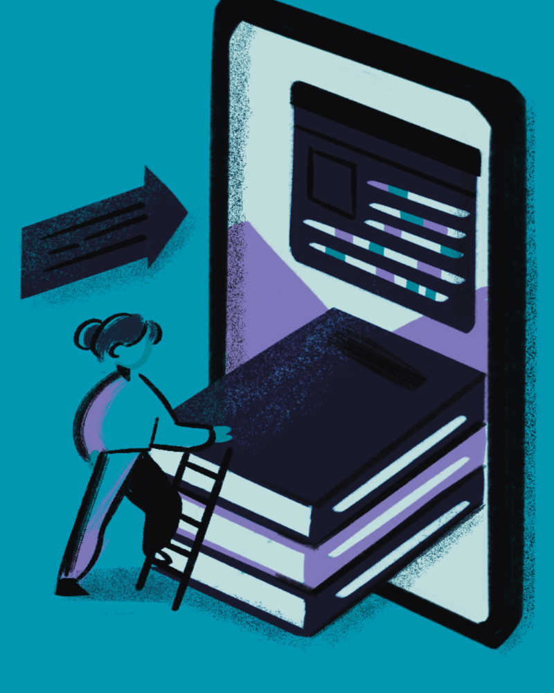 clipart of women walking through computer screen
