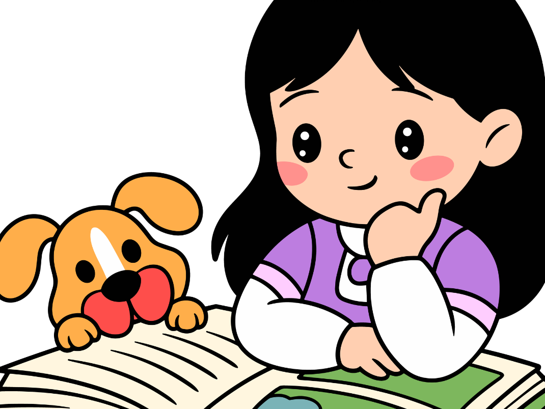 Child reading to dog
