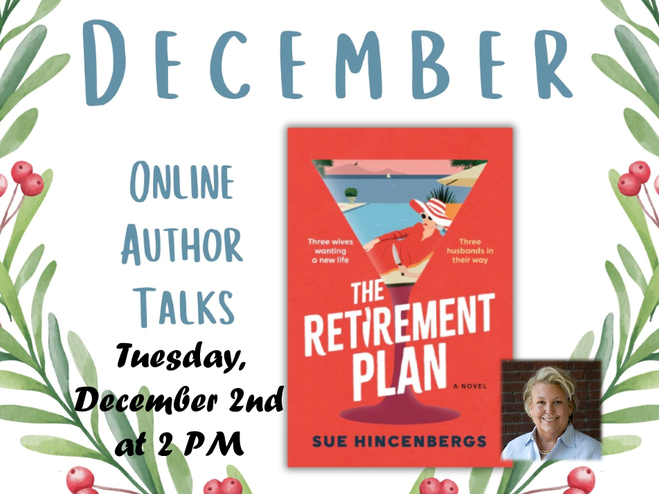 Flyer for December virtual author talk with Sue Hincenbergs