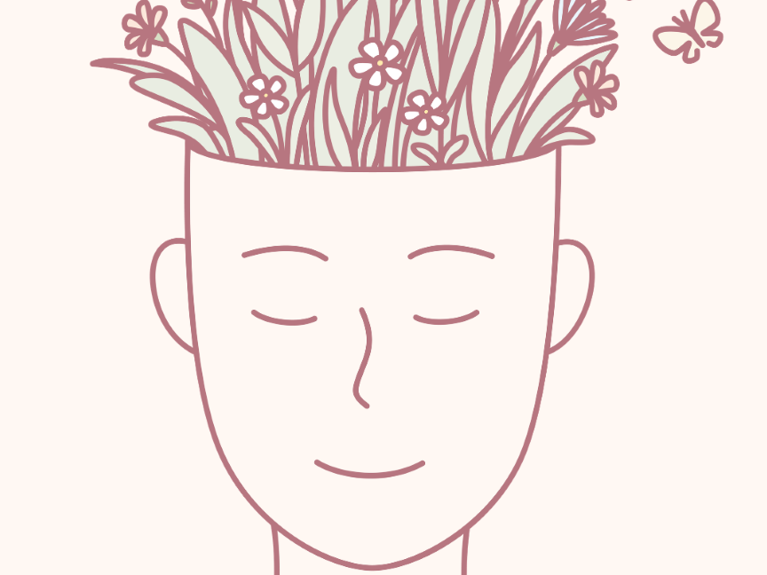 clip art of a person's head with flowers coming out of it
