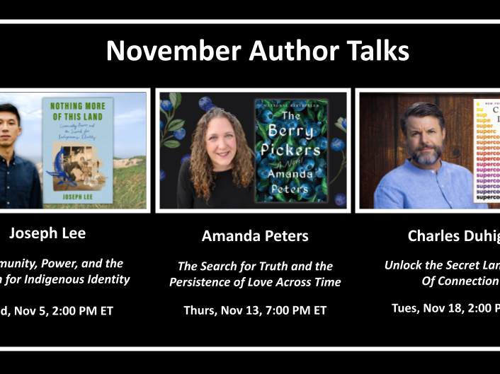 November Virtual Author Talks flyer