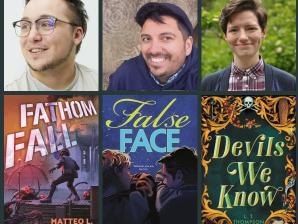 Author panel photos with book jackets