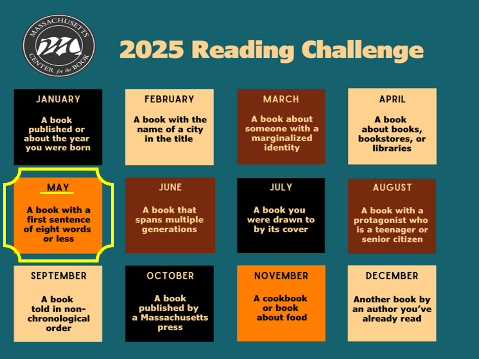 Massachusetts Center for the Book May 2025 Reading Challenge 
