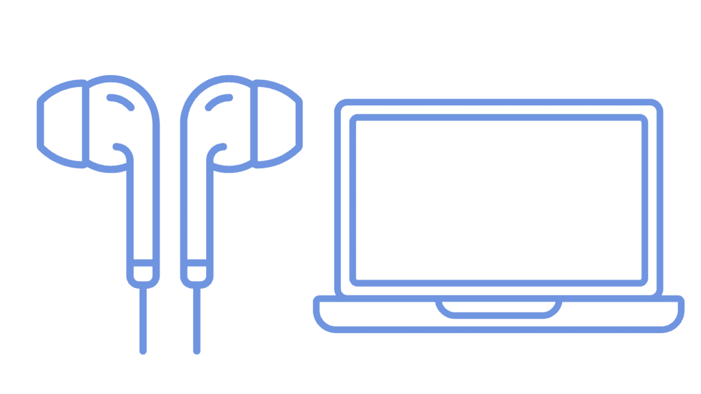 clip art of laptop and earbuds